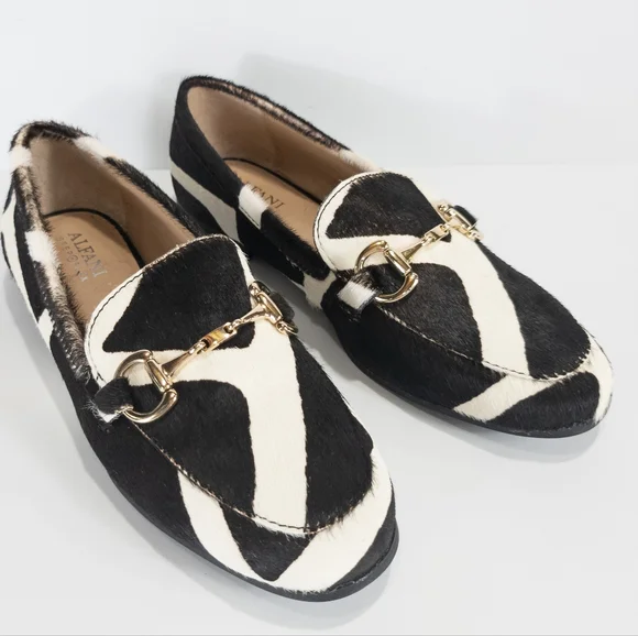 Alfani Gayle Loafers Black White Haircalf -6 - Picture 2 of 5